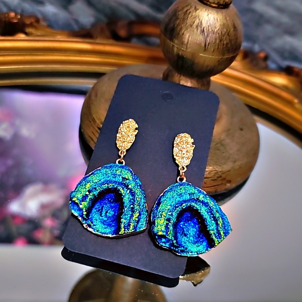 Elegant Blue and Gold Earrings